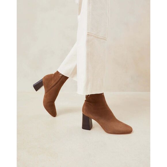 EUC Loeffler Randall Womens Elise Slim Ankle Bootie in Medium Brown Suede Size 8 - Picture 1 of 10